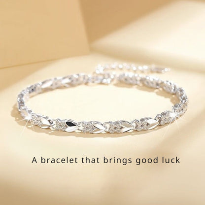 S999 Pure Silver Four-Leaf Clover Bracelet for Women - Lucky Charm Bracelet Jewelry