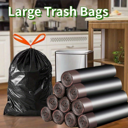 Extra-Large 35 Gallon Heavy-Duty Black Trash Bags - Ideal for Home, Hotel, Supermarket Use, Perfect for Leaves and Garbage