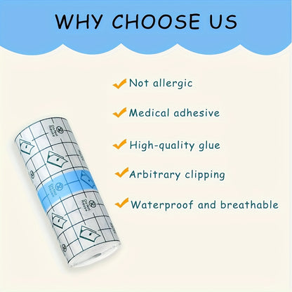 5 Rolls Waterproof Bandages - Transparent Tape for Swimming, Showers and Tattoo Protection