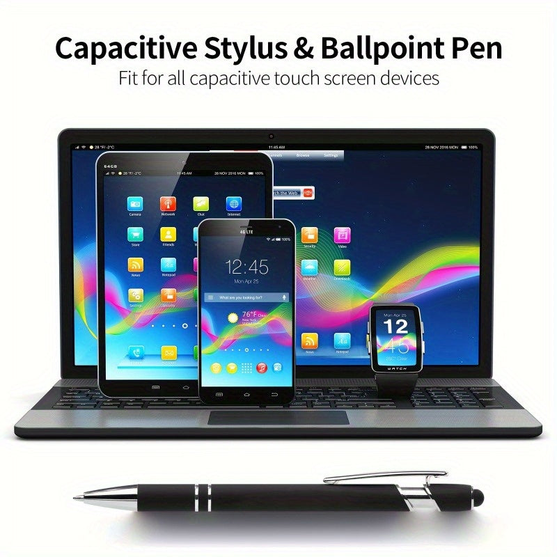 Customizable Metal Ballpoint Pens with Stylus – 8/16/24pcs Sets, Smooth Writing, Medium Point, Retractable – Ideal for Office, School, Journaling and Art Projects