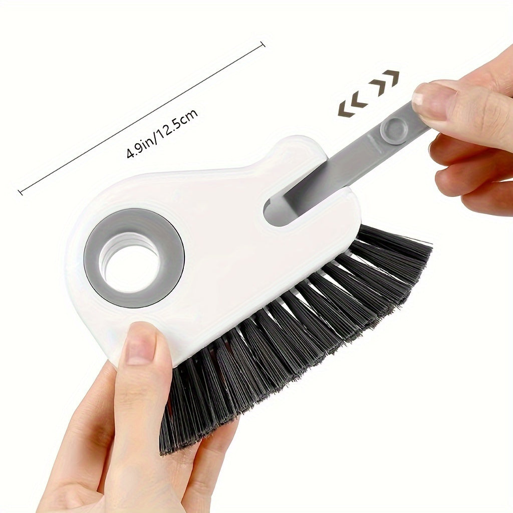 2 in 1 Window Track and Grout Cleaning Brush - Hard Bristle Handheld Cleaner for Sliding Door Tracks, Window Sills, and Seals - Durable Plastic Manual Tool