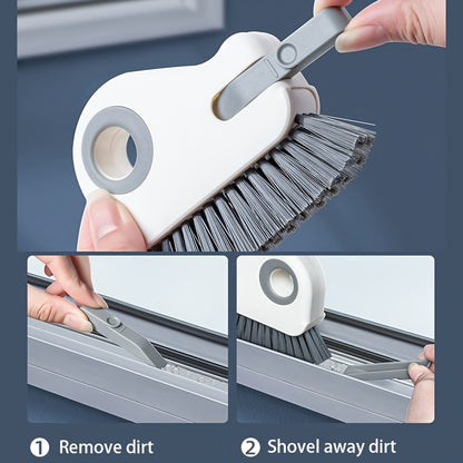 2 in 1 Window Track and Grout Cleaning Brush - Hard Bristle Handheld Cleaner for Sliding Door Tracks, Window Sills, and Seals - Durable Plastic Manual Tool