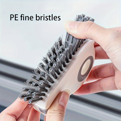 2 in 1 Window Track and Grout Cleaning Brush - Hard Bristle Handheld Cleaner for Sliding Door Tracks, Window Sills, and Seals - Durable Plastic Manual Tool