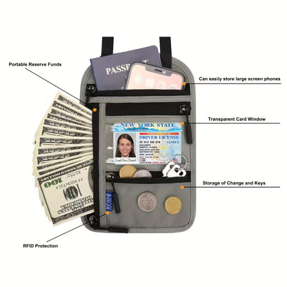 Travel Passport Holder with RFID Blocking – Durable Zipper, Adjustable Neck Strap, Safely Stores Cash, Credit Cards and Documents, Travel Neck Wallet