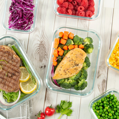 24-Piece Borosilicate Glass Food Storage Containers – 12 Lids and 12 Bowls with Airtight Lids, Microwave and Dishwasher Safe, Ideal for Meal Prep and Lunches