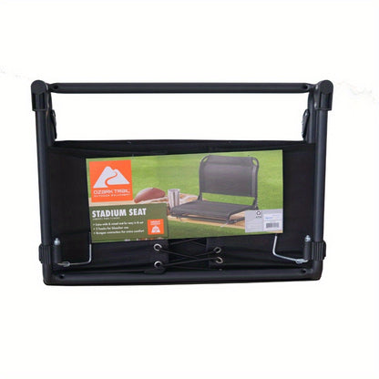 Extra Wide Stadium Seat with Hooks – Comfortable Black Seat for Sports Events