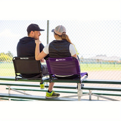 Extra Wide Stadium Seat with Hooks – Comfortable Black Seat for Sports Events