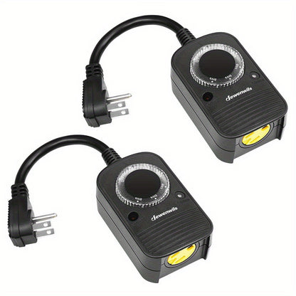 DEWENWILS 2 Pack Dusk to Dawn Sensor Outdoor Timer with Electrical Outlet