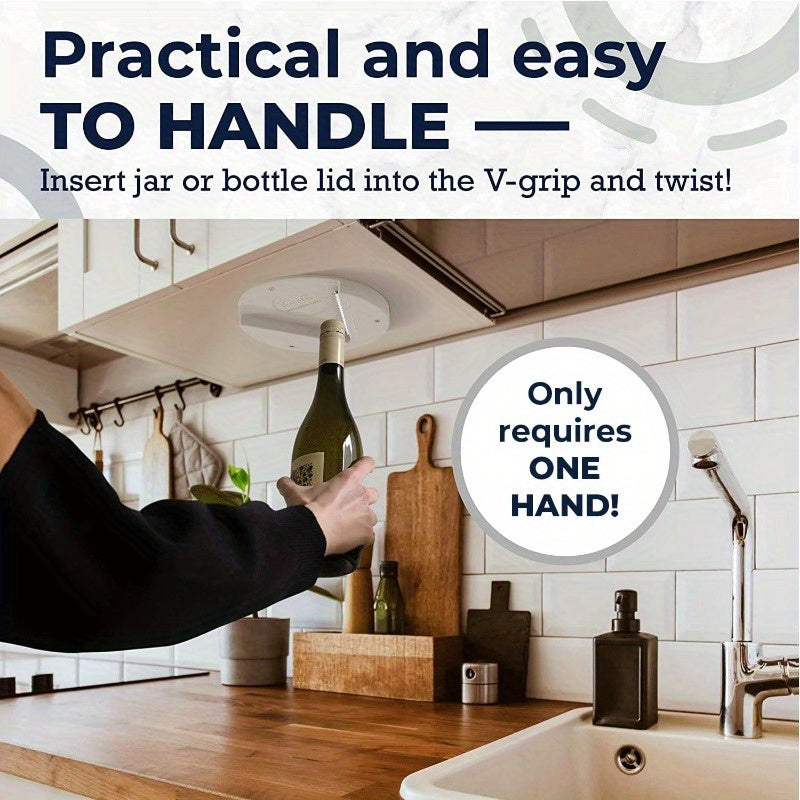 Senior-Friendly Jar Opener - Arthritis-Friendly Under Cabinet Bottle and Can Opener, Easy Use Design