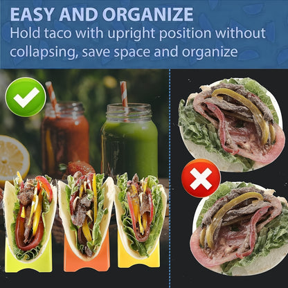 10PCS Colorful Taco Holders - Durable PP Plastic, Ideal for Soft or Hard Shell Tacos, Perfect for Home and Restaurant Use