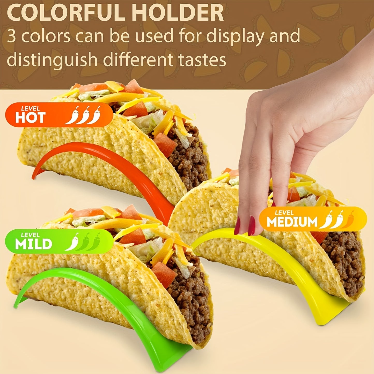 10PCS Colorful Taco Holders - Durable PP Plastic, Ideal for Soft or Hard Shell Tacos, Perfect for Home and Restaurant Use
