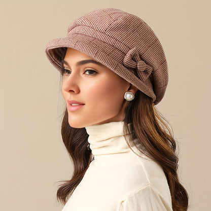 Warm Plaid Basin Hat for Women - Stylish Coldproof Sunshade, All-Season Outdoor Accessory for Middle-aged & Elderly