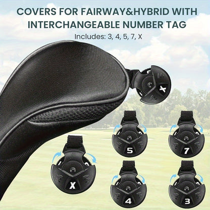 4 Piece Premium Golf Club Head Cover Set - Driver, Fairway Wood, Hybrids, Universal Fit for Men and Women