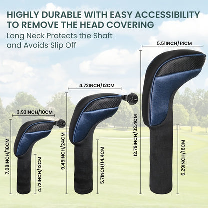 4 Piece Premium Golf Club Head Cover Set - Driver, Fairway Wood, Hybrids, Universal Fit for Men and Women