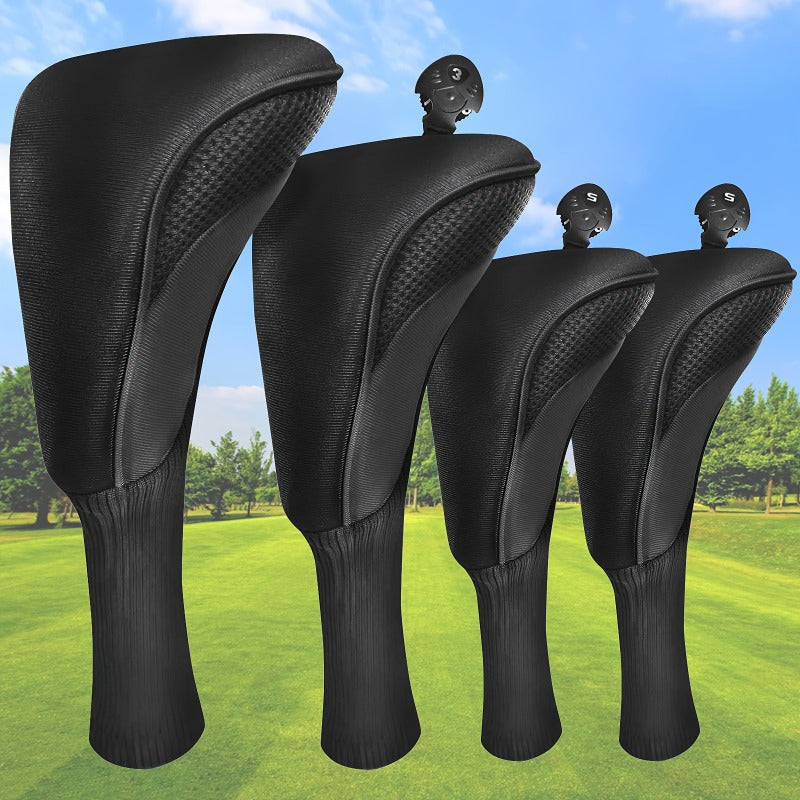 4 Piece Premium Golf Club Head Cover Set - Driver, Fairway Wood, Hybrids, Universal Fit for Men and Women