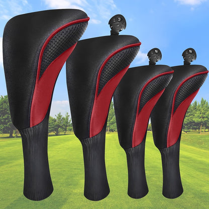4 Piece Premium Golf Club Head Cover Set - Driver, Fairway Wood, Hybrids, Universal Fit for Men and Women