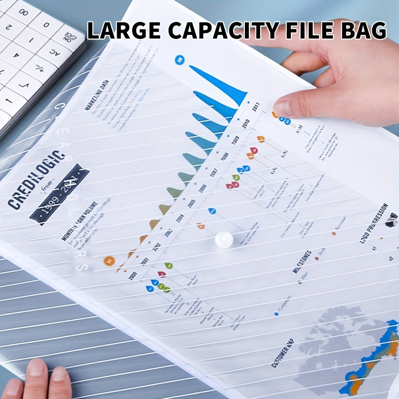 20 Pack Clear A4 File Bags – Mixed Colors & White, Button Closure Storage Organizer for Office & School Supplies