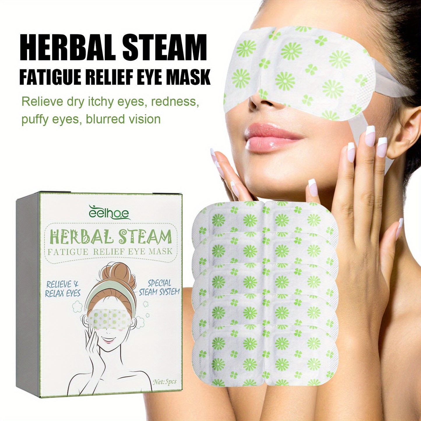 Herbal Steam Eye Mask – Hot Pack for Eye Fatigue and Discomfort Relief with Herbal Essence