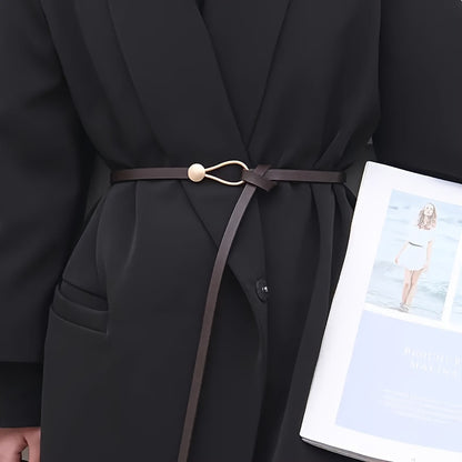 2pcs Fashion Knot Thin PU Belt - Vintage Solid Belt for Dresses, Coats & Casual Wear, Versatile for Daily, Commuter & Party Outfits