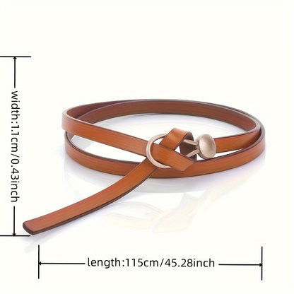 2pcs Fashion Knot Thin PU Belt - Vintage Solid Belt for Dresses, Coats & Casual Wear, Versatile for Daily, Commuter & Party Outfits