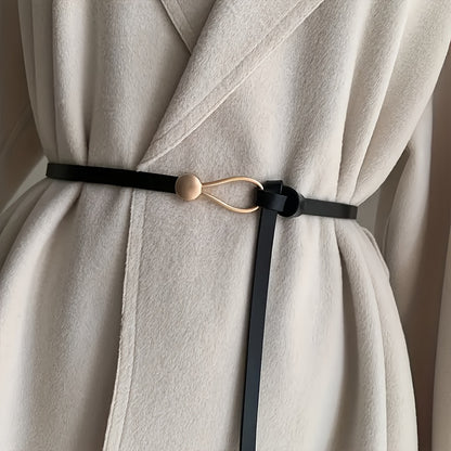 2pcs Fashion Knot Thin PU Belt - Vintage Solid Belt for Dresses, Coats & Casual Wear, Versatile for Daily, Commuter & Party Outfits