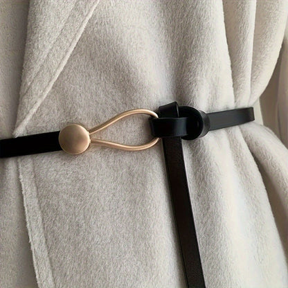 2pcs Fashion Knot Thin PU Belt - Vintage Solid Belt for Dresses, Coats & Casual Wear, Versatile for Daily, Commuter & Party Outfits