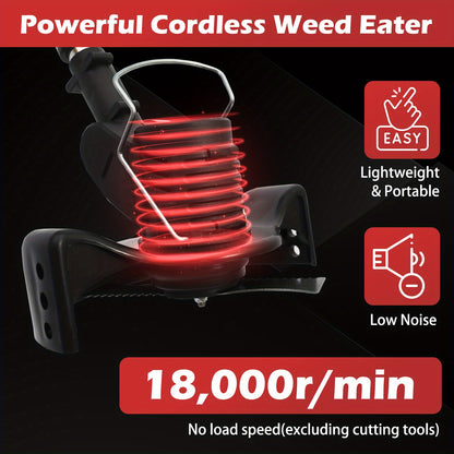 Cordless Electric Weed Wacker String Trimmer – Effortless Lawn Edging, Brush Cutting – Lightweight, Adjustable, Safety-Protected Tool for Lawn Care and Garden Maintenance
