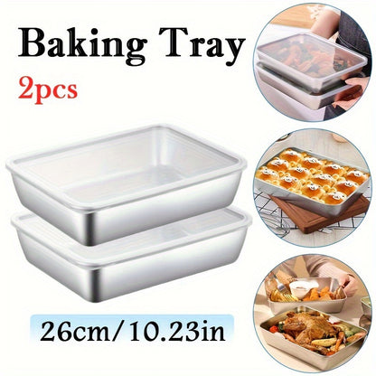 Stainless Steel Baking Set with Lids – Non-Stick, BPA-Free Pans for Cakes, Veggies & More