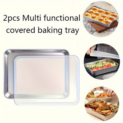 Stainless Steel Baking Set with Lids – Non-Stick, BPA-Free Pans for Cakes, Veggies & More