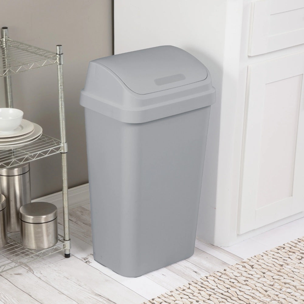 13 Gallon Large Capacity Plastic Twist Top Kitchen Trash Can - Odor-Resistant, Easy-to-Clean, Space-Saving Design - Ideal for Kitchen, Bedroom, Basement, and More