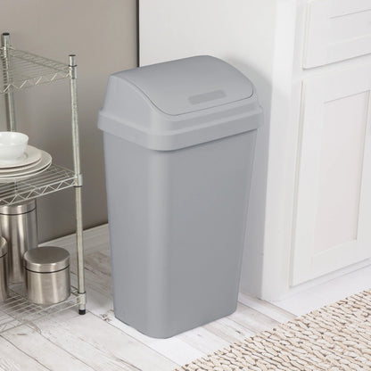 13 Gallon Large Capacity Plastic Twist Top Kitchen Trash Can - Odor-Resistant, Easy-to-Clean, Space-Saving Design - Ideal for Kitchen, Bedroom, Basement, and More