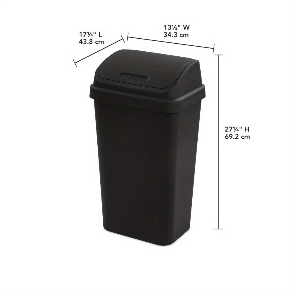 13 Gallon Large Capacity Plastic Twist Top Kitchen Trash Can - Odor-Resistant, Easy-to-Clean, Space-Saving Design - Ideal for Kitchen, Bedroom, Basement, and More