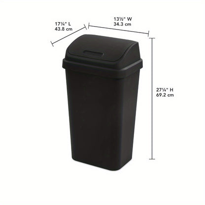 13 Gallon Large Capacity Plastic Twist Top Kitchen Trash Can - Odor-Resistant, Easy-to-Clean, Space-Saving Design - Ideal for Kitchen, Bedroom, Basement, and More