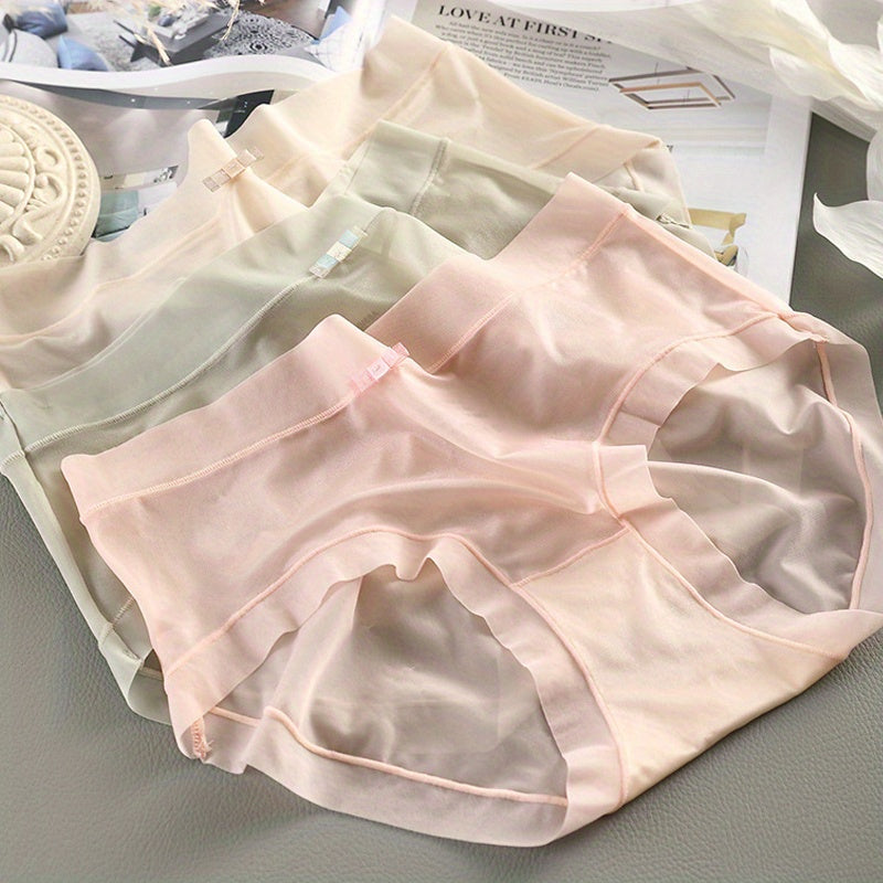 Women's Quick-Dry Silk Panties - Sexy, Breathable Lingerie for Spring and Summer | Monochromatic Design