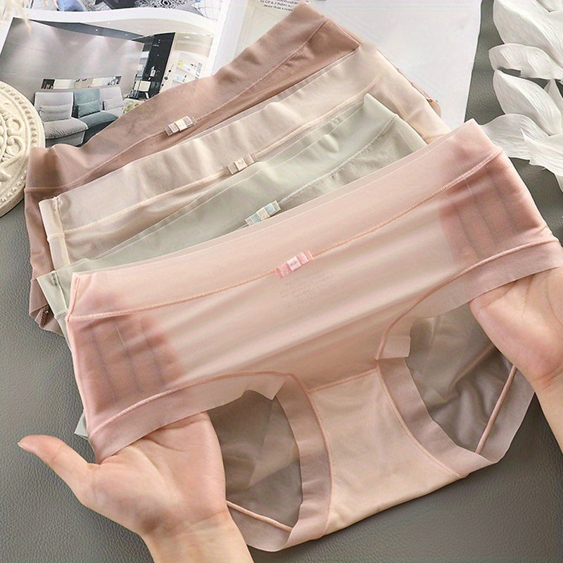 Women's Quick-Dry Silk Panties - Sexy, Breathable Lingerie for Spring and Summer | Monochromatic Design