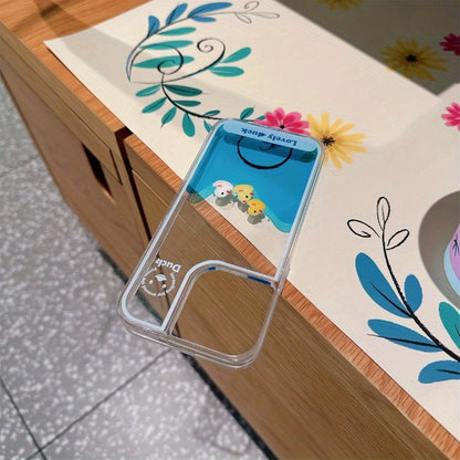 Floating Duck Liquid Flow Phone Case - Anti-Fall Protective Case for iPhone 15/14/13/12 | Suitable for Apple 15 Pro Max | Simple and Fresh Design