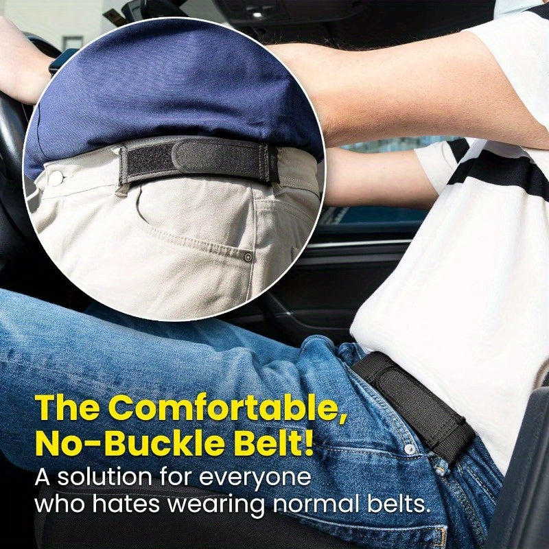 Men's No-Buckle Elastic Belt – Casual Nylon Waistband with Magic Tape Closure, One Size Fits Most