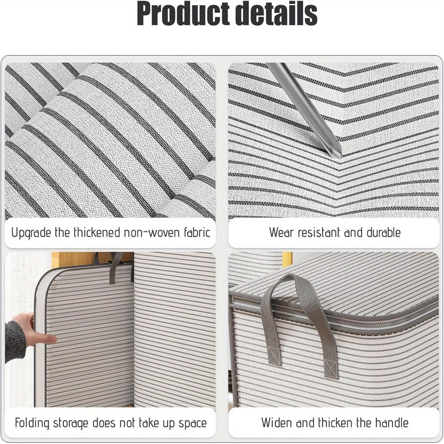 Extra Large Foldable Storage Bag with Durable Handles - Portable Closet Organizer for Clothes, Blankets, and Bedding - Sturdy, Breathable and Collapsible Design