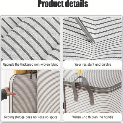 Extra Large Foldable Storage Bag with Durable Handles - Portable Closet Organizer for Clothes, Blankets, and Bedding - Sturdy, Breathable and Collapsible Design