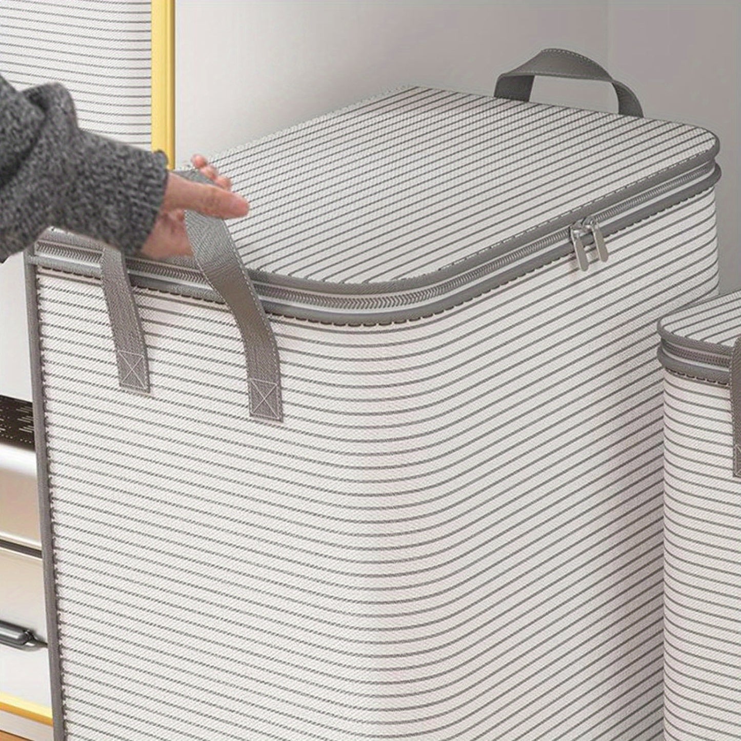 Extra Large Foldable Storage Bag with Durable Handles - Portable Closet Organizer for Clothes, Blankets, and Bedding - Sturdy, Breathable and Collapsible Design