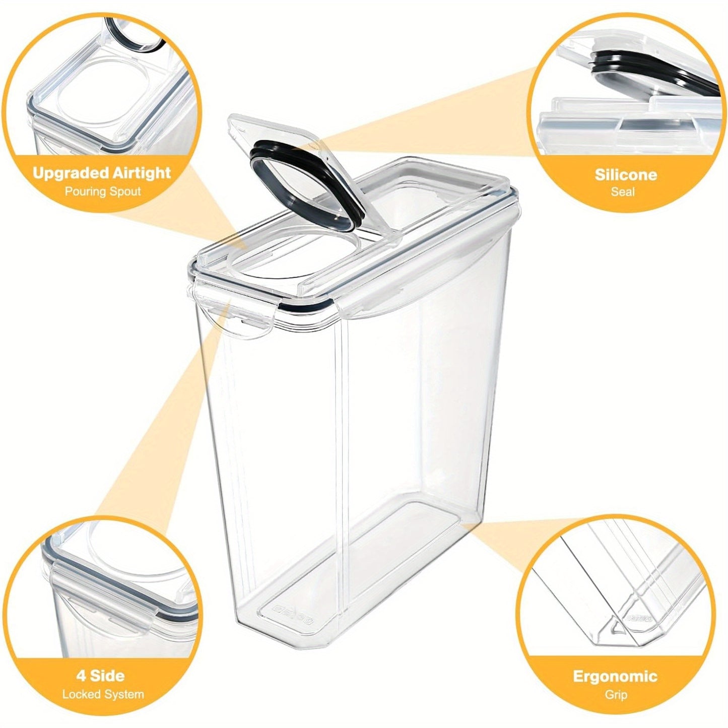 6PCS YASHE Premium Airtight Food Storage Containers (3.7L) - BPA-Free, Leak-Proof, Stackable Cereal Storage with 16 Labels & Marker for Easy Organization and Freshness