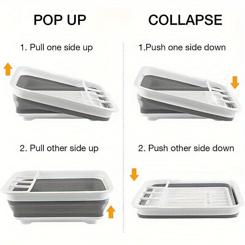 Space-Saving Collapsible Dish Rack - Portable Kitchen Organizer for Dishes, Utensils and Cutlery - Ideal for RVs, Campers and Travel Trailers