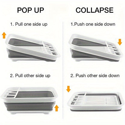 Space-Saving Collapsible Dish Rack - Portable Kitchen Organizer for Dishes, Utensils and Cutlery - Ideal for RVs, Campers and Travel Trailers