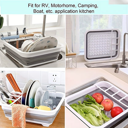 Space-Saving Collapsible Dish Rack - Portable Kitchen Organizer for Dishes, Utensils and Cutlery - Ideal for RVs, Campers and Travel Trailers