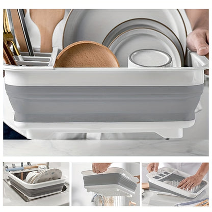 Space-Saving Collapsible Dish Rack - Portable Kitchen Organizer for Dishes, Utensils and Cutlery - Ideal for RVs, Campers and Travel Trailers