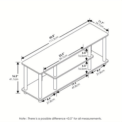 Up to 50" 3-Tier Entertainment Stand - TV Wall & Ceiling Mounts - No Tools Assembly, Stylish Design, Functional for Any Room - 11.7 x 43.8 x 16.2 inches