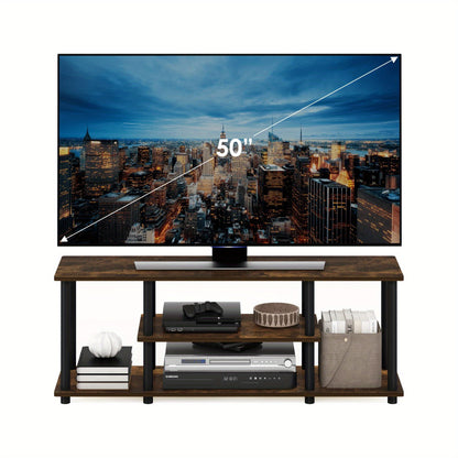 Up to 50" 3-Tier Entertainment Stand - TV Wall & Ceiling Mounts - No Tools Assembly, Stylish Design, Functional for Any Room - 11.7 x 43.8 x 16.2 inches