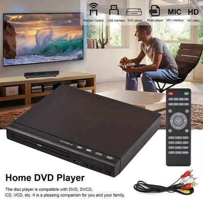 2024 All Region Free DVD Player - DVD and CD Disc Player with AV Output, USB Support, and Remote Control