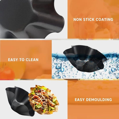 4pcs Non-Stick Metal Baking Trays – Corn Cake Bowl Shell Maker, Easy Clean, Industrial Kitchen Baking Tools & Food Service Equipment