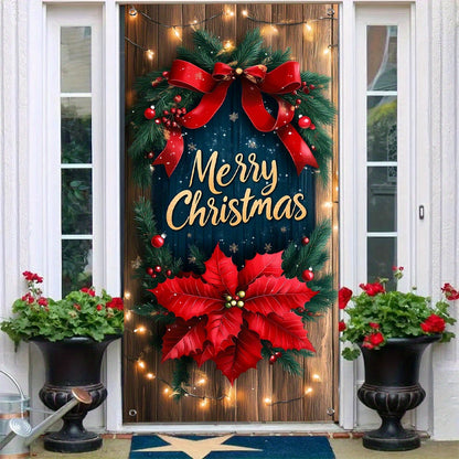Festive Christmas Door Banner - 35.4in x 70.8in (90cm x 180cm), No Power Required, Perfect for Holiday Party Decorations